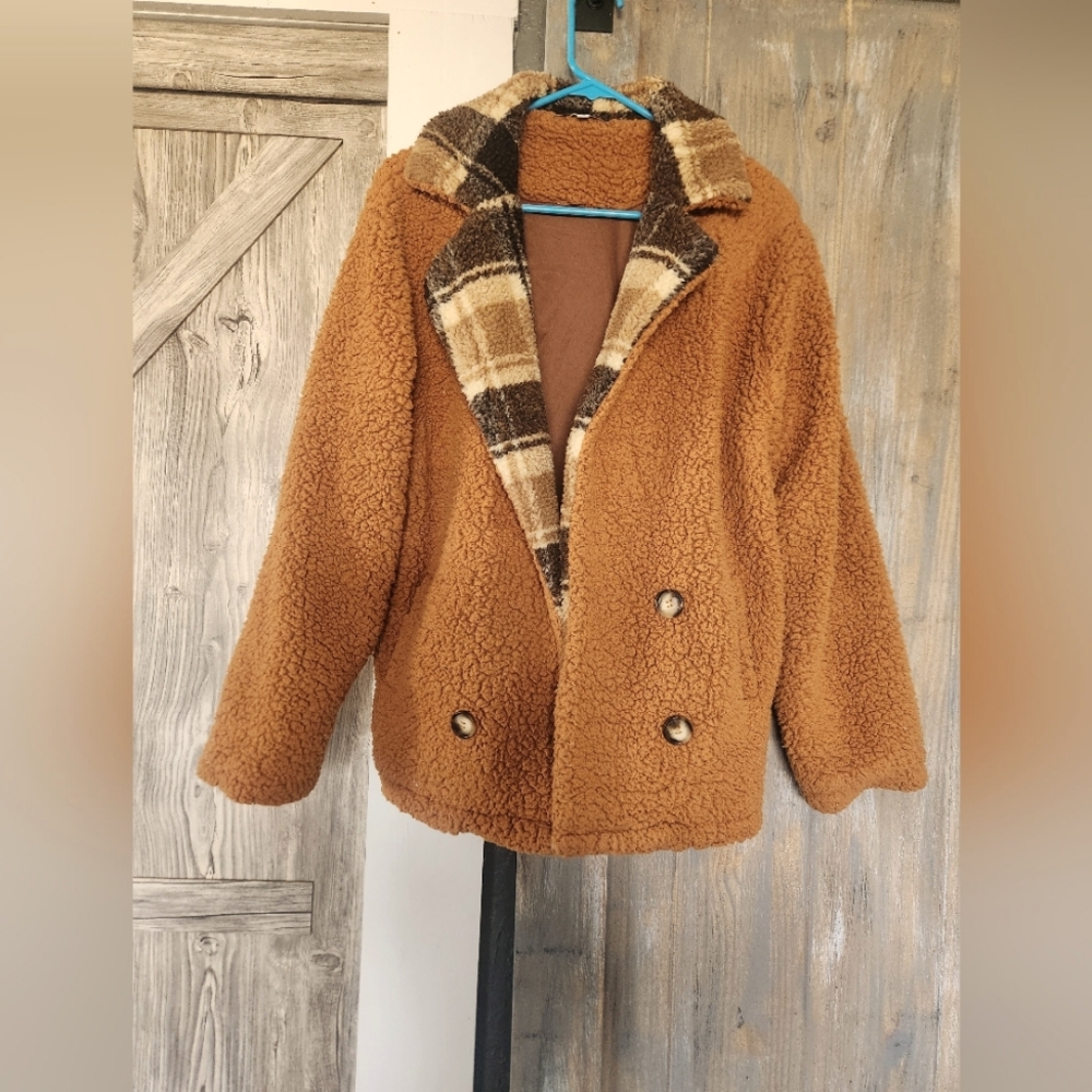 Miss Sparkling Caramel Plaid Fleece